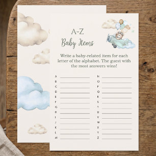 Teddy Bear A-Z Baby Items Baby Shower Game