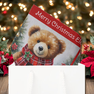 Teddy Bear Add Names Cute Christmas Tissue Paper