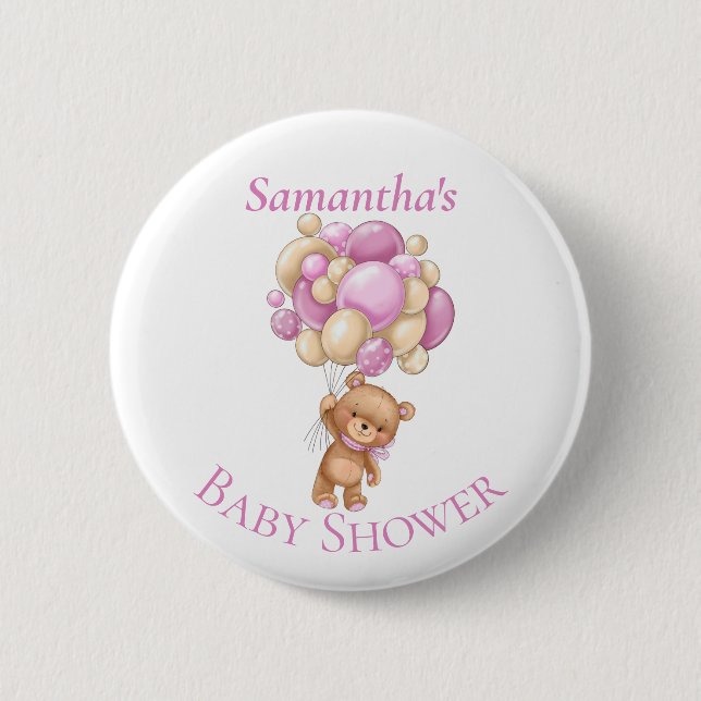 Teddy Bear  Adventure  balloons  Baby Shower    6 Cm Round Badge (Front)