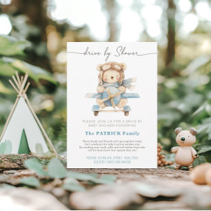 Teddy Bear Aeroplane   Baby Shower by Mail Invitation