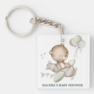 Teddy Bear Aeroplane Baby Shower Keychain 