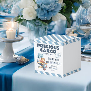 Teddy Bear Aeroplane Balloons Boy Baby Shower Favour Box