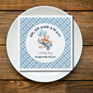 Teddy Bear Aeroplane Balloons Boy Baby Shower Napkin