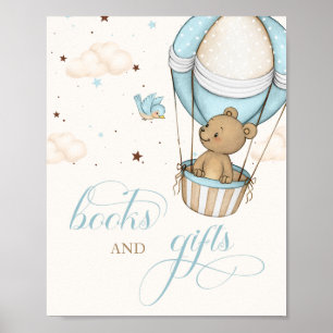 Teddy Bear Air Balloon  Baby Shower books & Gift Poster