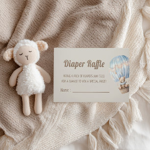 Teddy Bear Air Balloon Baby Shower Diaper Raffle Enclosure Card