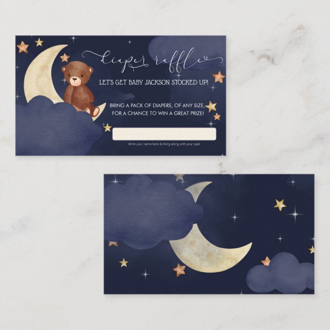 Teddy Bear Air Balloon Diaper Raffle Request Enclosure Card (Front/Back)
