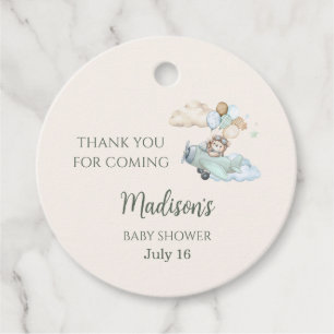Teddy Bear Airplane Baby Shower Favor Tag