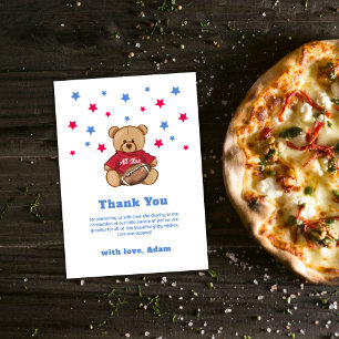 Teddy Bear All Star Football Sport Baby Shower  Thank You Card