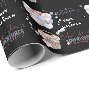 Teddy Bear and Balloon Custom Baby Shower Wrapping Paper