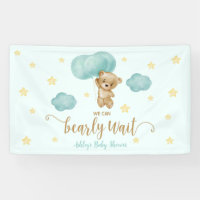 Teddy Bear and Blue Balloons Baby Shower Party