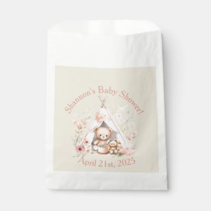 Teddy Bear and Bunny in Teepee Tent Baby Shower Favour Bag