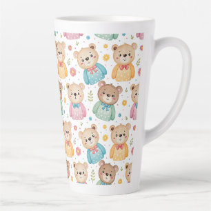 Teddy bear and flowers latte mug