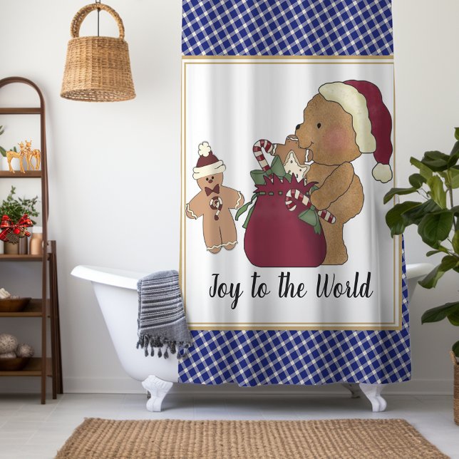 Teddy Bear and Gingerbread Man Cookie Shower Curtain (Creator Uploaded)