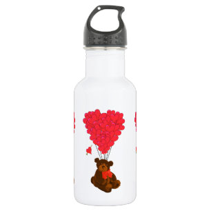 Teddy bear and heart balloons 532 ml water bottle