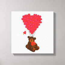 Teddy bear and heart balloons