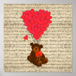 Teddy bear and heart poster