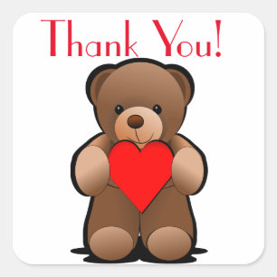 Teddy Bear and Heart Thank You Label