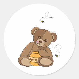 Teddy Bear And Honey Classic Round Sticker