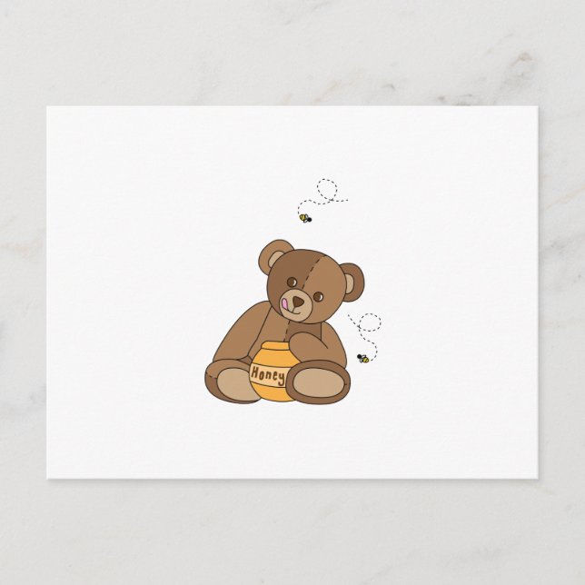 Teddy Bear And Honey Postcard (Front)