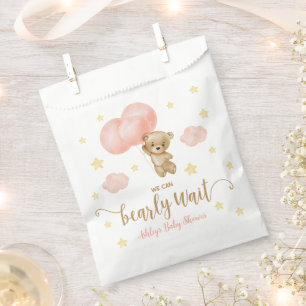 Teddy Bear and Pink Balloons Baby Shower Favour Bag
