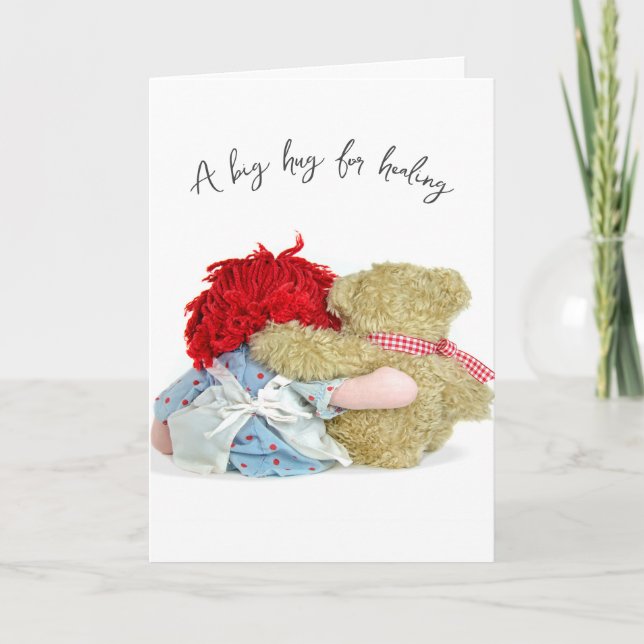 Teddy Bear and Rag Doll Get Well Soon  Card (Front)
