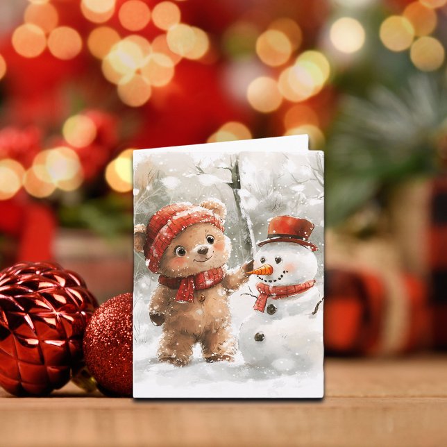 Teddy Bear and Snowman Card (Creator Uploaded)