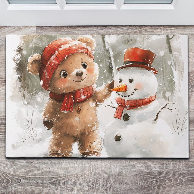 Teddy Bear and Snowman Doormat (Creator Uploaded)