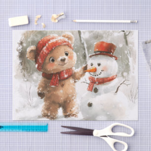 Teddy Bear and Snowman Tissue Paper