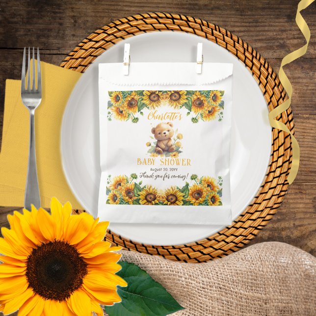 Teddy Bear and Sunflowers Baby Shower Favour Bag (Creator Uploaded)