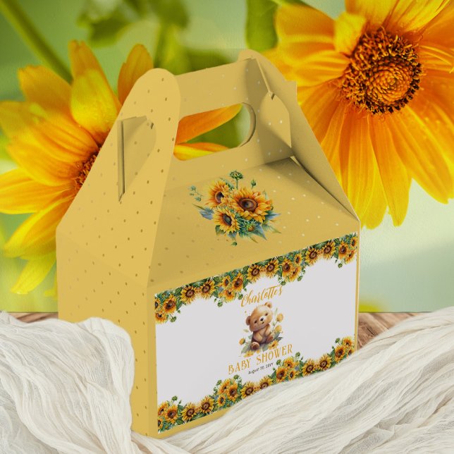 Teddy Bear and Sunflowers Baby Shower Favour Box (Creator Uploaded)