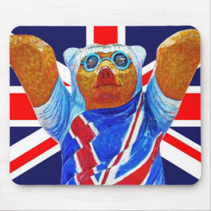 Teddy Bear and Union Jack (UK) Flag Mouse Pad