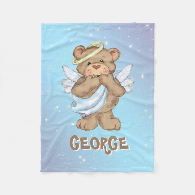 Teddy Bear Angel Fleece Blanket (Front)