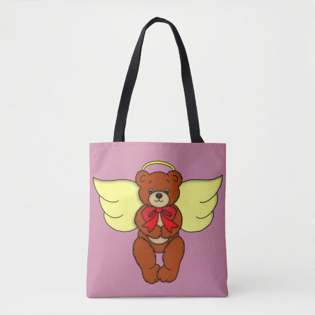 Teddy Bear Angel Front and Backside Tote Bag (Front)