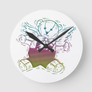 Teddy-Bear Angel Round Clock