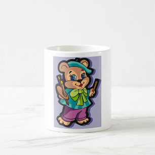 Teddy Bear Artist with Beret and Paint Brushes Coffee Mug