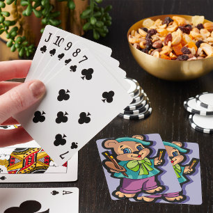 Teddy Bear Artist with Beret and Paint Brushes Playing Cards