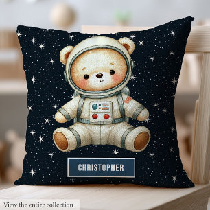 Teddy Bear Astronaut Baby Boy Pillow Space Nursery