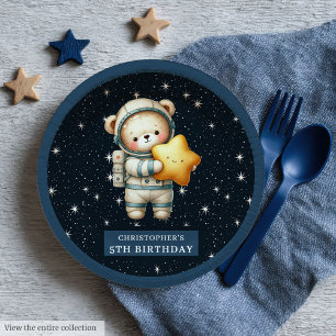 Teddy Bear Astronaut Baby Shower Celebration Plate