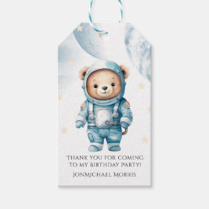 Teddy Bear Astronaut Birthday Party Thank You Card Gift Tags
