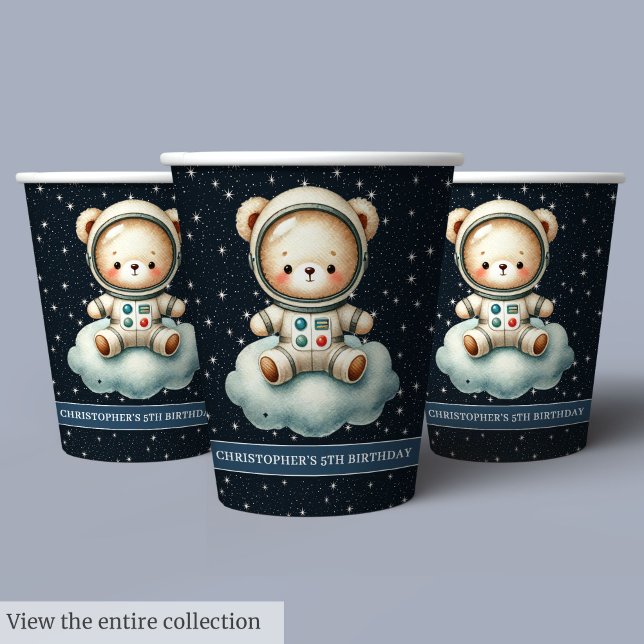 Teddy Bear Astronaut Boy Party Cups Space Birthday (Teddy Bear Astronaut Boy Party Cups Space Birthday)