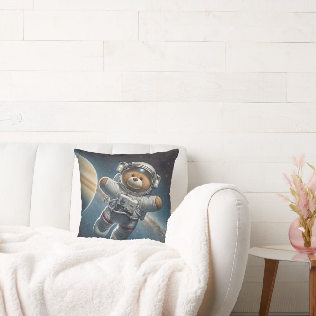 Teddy Bear Astronaut In Outer Space Cushion (Couch)
