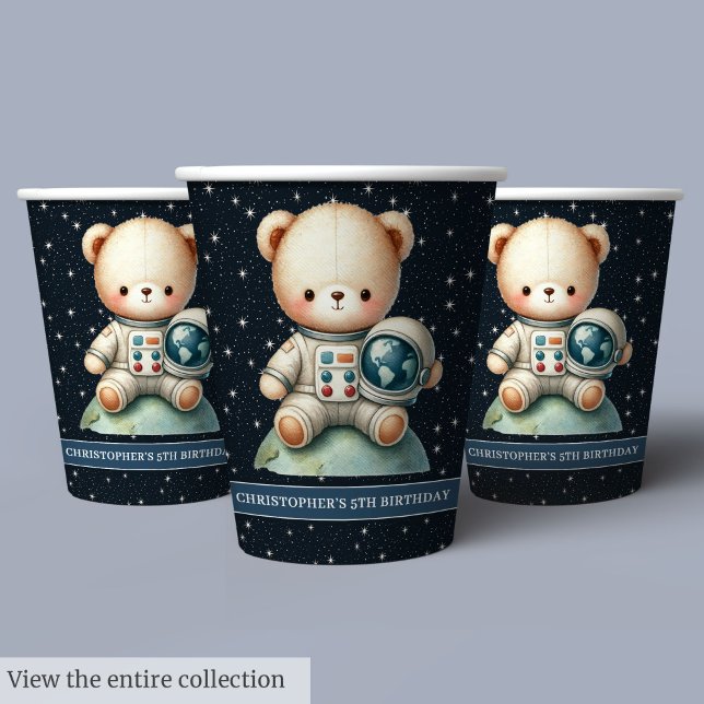 Teddy Bear Astronaut Paper Cups Boy Birthday Party (Teddy Bear Astronaut Paper Cups Boy Birthday Party)