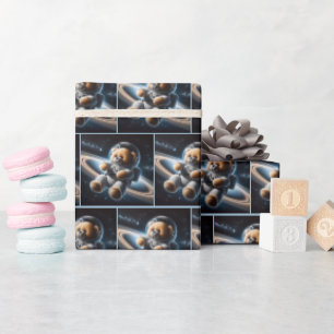Teddy Bear Astronaut Wrapping Paper