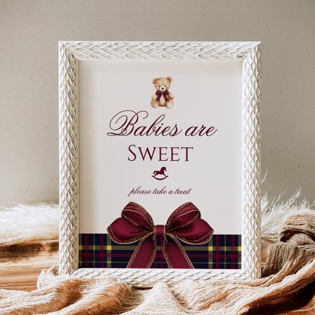 Teddy Bear Babies are sweet Red Bow Plaid Poster (Creator Uploaded)