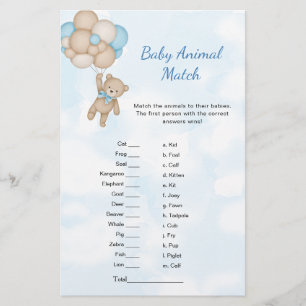 Teddy Bear Baby Animal Match Game