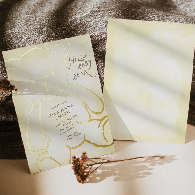 Teddy Bear Baby Annnouncement (Teddy Bear Baby Annnouncement Foil Invitation)