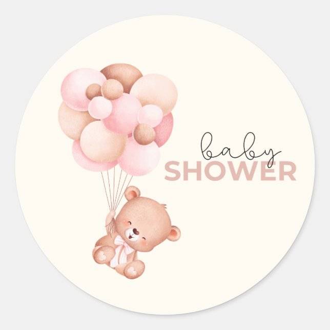 Teddy Bear Baby Baby Shower Classic Round Sticker (Front)