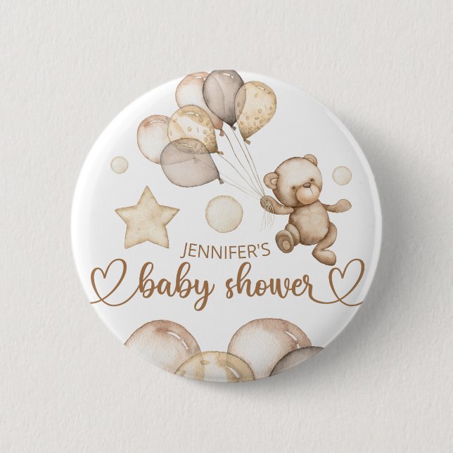 Teddy Bear Baby Bear Baby Shower Ballon  6 Cm Round Badge (Front)
