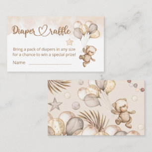Teddy Bear Baby Bear Baby Shower Diaper Raffle Enclosure Card