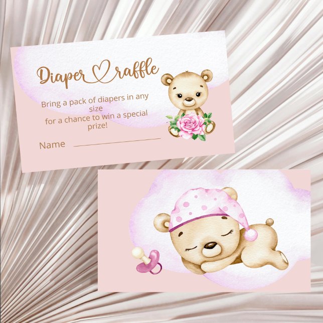 Teddy Bear Baby Bear Baby Shower Diaper Raffle  Enclosure Card (Creator Uploaded)
